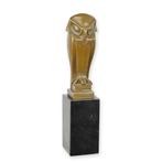 Bronzen beeld van een uil in Art Deco stijl op marmer sokkel, Ophalen of Verzenden