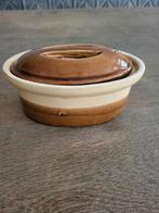 Franse Paté Terrine met Deksel - Bruin/Crème vintage, Huis en Inrichting, Gebruikt, Porselein of Keramiek, Schaal, Ophalen of Verzenden
