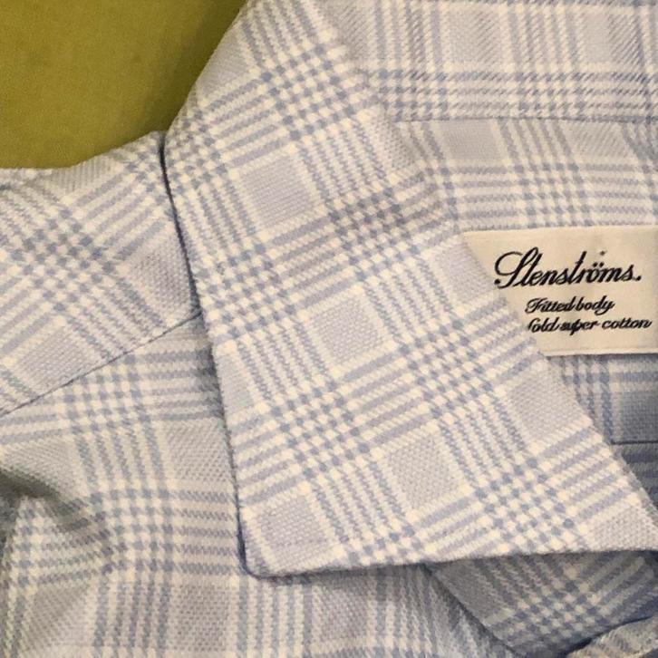 STENSTRÖMS Pied-de-Poule overhemd Katoen Mt L, Kleding | Heren, Overhemden, Nieuw, Halswijdte 41/42 (L), Blauw, Ophalen of Verzenden