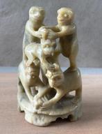 Oud KLEIN beeldje Apen Speksteen 8 cm, Ophalen of Verzenden