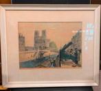 Aquarel leuke aquarel Norte-Dame Frankrijk Paris jaren 20., Antiek en Kunst, Kunst | Schilderijen | Klassiek, Ophalen of Verzenden