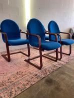Vintage eetkamer stoelen, Ophalen of Verzenden, Gebruikt, Blauw, Hout