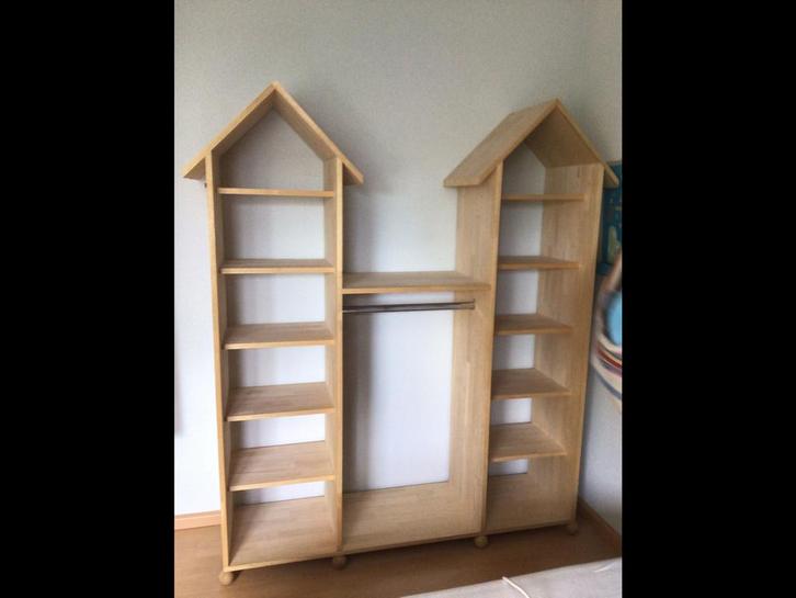 Kinderkamer houten kast + bed en lattenbodem, Kinderen en Baby's, Kinderkamer | Bedden, Zo goed als nieuw, 180 cm of meer, 85 tot 100 cm
