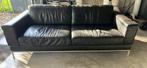 Arild Zwart Lederen Bank - Stijlvol en Comfortabel, Ophalen, Gebruikt, Driepersoons, Rechte bank