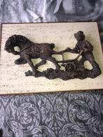 wanddecoratie man met ploeg paard ongeveer 49 / 35 cm, Antiek en Kunst, Ophalen