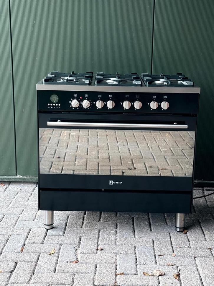 Gasfornuis M-system bijna nieuw, Witgoed en Apparatuur, Fornuizen, Zo goed als nieuw, Vrijstaand, Gas, 5 kookzones of meer, 90 tot 95 cm