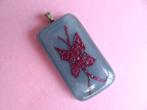 jwg Vintage 60s art glass glas ketting hanger vlinder paars, Verzenden, Overige materialen, Hanger