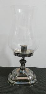 Silverplated kandelaar met glas [558], Ophalen, Overige materialen, Minder dan 25 cm