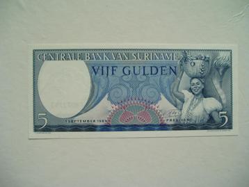 819. Suriname, 5 gulden 1963 UNC. beschikbaar voor biedingen