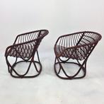 Tito Agnoli jaren 60 rotan stoelen mid century topkwaliteit!, Ophalen, Gebruikt, Twee, Bruin