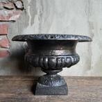 1x Brocante oude gietijzeren vaas zonder oren zwart *Etage3*, Gebruikt, ., Ophalen of Verzenden, .