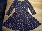 Zwarte jurk met roze print maat 146/152, Kinderen en Baby's, Gebruikt, C&A, Meisje, Ophalen of Verzenden