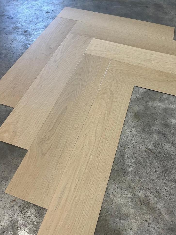 PVC vloer visgraat restpartij, Huis en Inrichting, Stoffering | Vloerbedekking, Nieuw, Overige typen, Crème, Beige, Grijs, 75 m² of meer