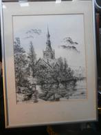 OUDEKERK Overschie, Mooie pentekening v DHR W.SETZ, Antiek en Kunst, Ophalen of Verzenden