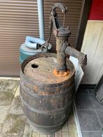 Grote houten wijnvat regenton met gietijzeren handpomp, 150 liter of meer, Ophalen, Gebruikt, Hout