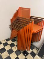 10 terrasstoelen oranje Sateliet stapelbaar, Tuin en Terras, Tuinstoelen, Ophalen, Gebruikt, Aluminium, Stapelbaar