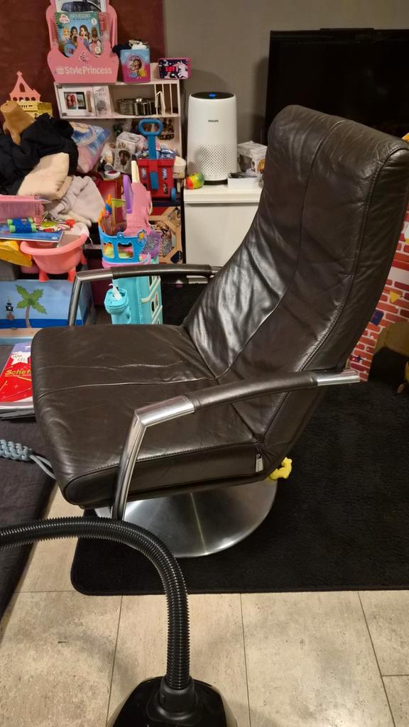 Topform Lederen Draaifauteuil, Huis en Inrichting, Fauteuils, Gebruikt, Leer, Metaal, 50 tot 75 cm, Minder dan 75 cm, Ophalen