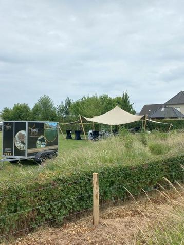 Te koop: Stretchtent doek 10x10,5 meter, chino/zand beschikbaar voor biedingen