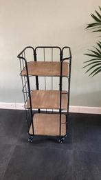 Bakkerstrolley bakkerskast zwart met houten etages, Ophalen, Gebruikt