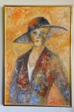 Schilderij Patrick Kloosterman Dame met hoed, Antiek en Kunst, Kunst | Schilderijen | Modern, Ophalen