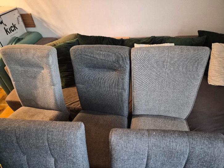 Eetkamerstoelen 6, Huis en Inrichting, Stoelen, Gebruikt, Vijf, Zes of meer stoelen, Kunststof, Grijs, Ophalen