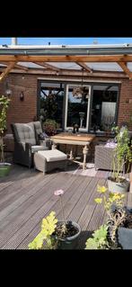 4 lounge stoelen met Henri II tafel en voetenbank, Ophalen, Zo goed als nieuw