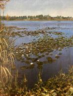 Aquarel Sjannie van de Berkmortel vijver, 50 tot 75 cm, Ophalen of Verzenden, Zo goed als nieuw, 50 tot 75 cm