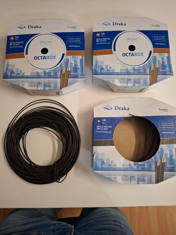 Draka Installatiedraad - Verschillende Maten, Doe-het-zelf en Verbouw, Elektra en Kabels, Nieuw, Kabel of Snoer, Ophalen of Verzenden