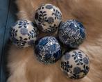 Vijf blauw witte decoratieballen van porselein, Ophalen of Verzenden