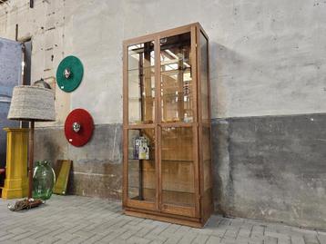 Grote Eiken Museum Vitrine Kast | Vintage Houten Vitrinekast beschikbaar voor biedingen