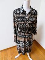 R54 K-DESIGN aparte jurk travelstof zwart bruin maat S 36, K-design, Zwart, Ophalen of Verzenden, Zo goed als nieuw