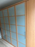 Kledingkast hout en melkglas, Huis en Inrichting, Kasten | Kledingkasten, Ophalen, Gebruikt, 50 tot 75 cm, 200 cm of meer