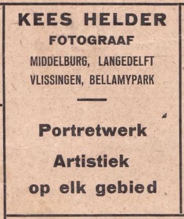 Reclame Advert. 1929 Fotograaf Kees Helder Middelburg - Foto