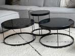 Bolia 3x Salontafel | Natuursteen/Glas | Zwart Stalen Frame, Huis en Inrichting, Tafels | Salontafels, Ophalen, Gebruikt, Glas