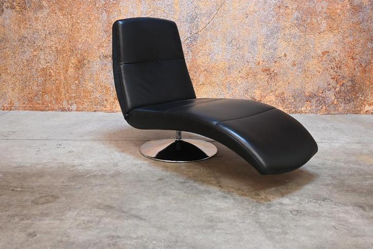 ZGAN! zwarte leren design chaise longue van Topform, Huis en Inrichting, Banken | Sofa's en Chaises Longues, Zo goed als nieuw