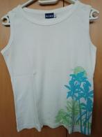 Dames shirt topje maat 40 wit met blauw groen opdruk, Maat 38/40 (M), Verzenden, Wit, Zonder mouw