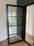 Zwart stalen binnen deur, Doe-het-zelf en Verbouw, Kozijnen en Schuifpuien, Zo goed als nieuw, 150 tot 225 cm, Metaal, Inclusief glas