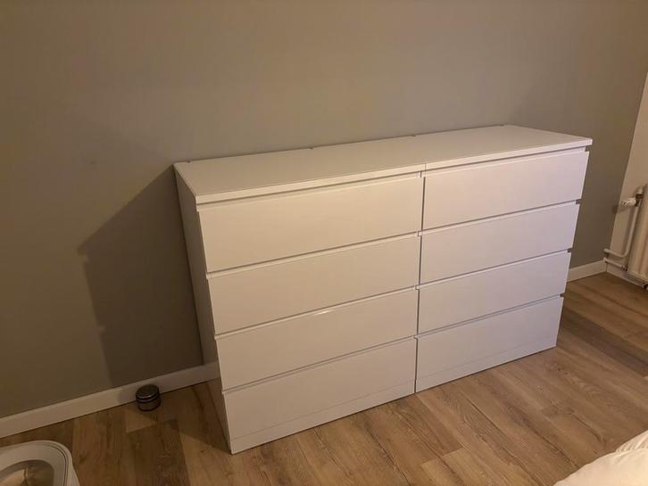 Ikea Malm twee ladekasten 4 lades, Huis en Inrichting, Kasten | Roldeurkasten en Archiefkasten, Zo goed als nieuw, 100 tot 150 cm