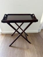 Notenhouten bijzet tafeltje / dienblad op tray, Huis en Inrichting, Minder dan 55 cm, Gebruikt, Rechthoekig, Hout