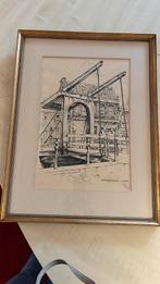 Pentekening Amsterdam Groenburgwal, Antiek en Kunst, Kunst | Tekeningen en Foto's, Ophalen of Verzenden