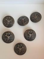 6x antiek knoppen met bloemmotief., Verzenden