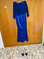Avondjurk koningsblauw, met schoentjes en tasje, Galajurk, Blauw, Maat 46/48 (XL) of groter, Ophalen of Verzenden