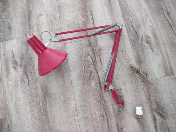 Prachtige rode emaille schaarlamp. Vintage architecten lamp., Antiek en Kunst, Antiek | Emaille, Ophalen of Verzenden