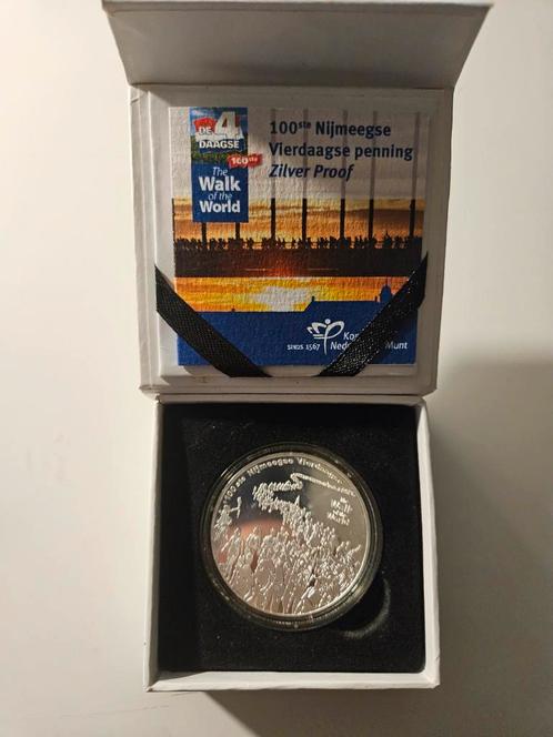 Nederland 2016 Penning 100ste Vierdaagse v Nijmegen Proof, Postzegels en Munten, Penningen en Medailles, Zilver, Nederland, Verzenden