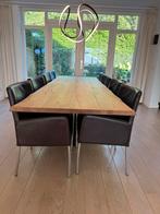 Donkerbruine Lederen Stoelen (8 stuks) met RVS Poten, Huis en Inrichting, Bruin, Leer, Ophalen of Verzenden, Zo goed als nieuw