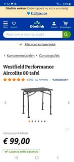 WESTFIELD PERFORMANCE AIRCOLITE TAFEL, Ophalen, Nieuw