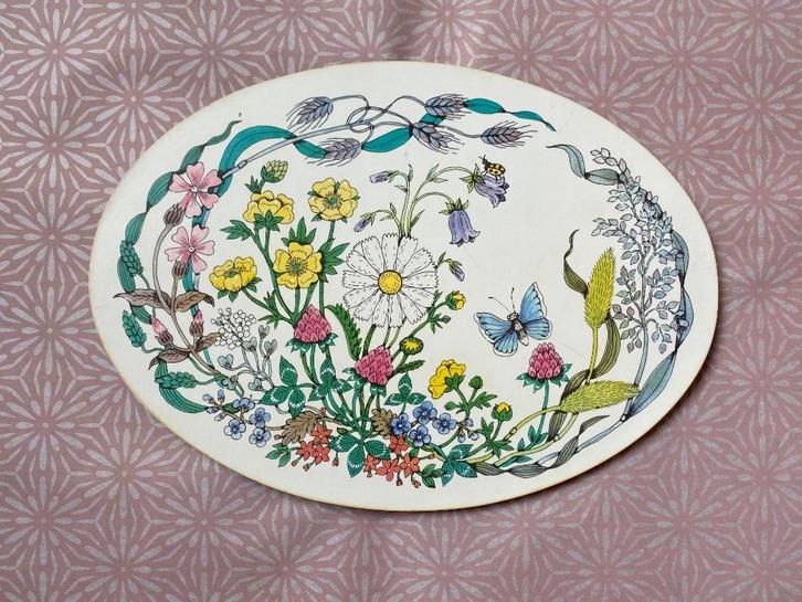 Vintage St Michael M&S Wild Flowers ovale onderzetter, Huis en Inrichting, Keuken | Keukenbenodigdheden, Gebruikt, Ophalen of Verzenden