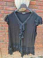 Zwarte top met ruches - Maat 56, Kleding | Dames, Onbekend, Ophalen of Verzenden, Gedragen, Zwart