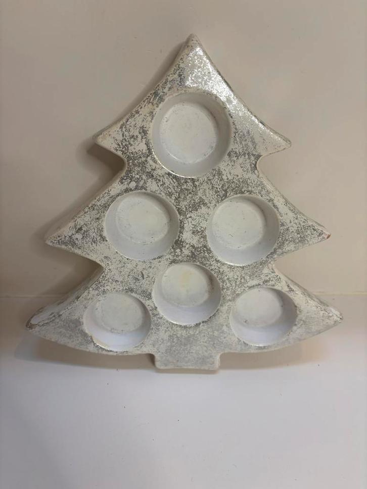 Kerstboom Waxinelichthouder - Wit/Zilver, Diversen, Kerst, Gebruikt, Ophalen of Verzenden