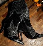 Stoere Laarzen met Hoge Hak - Maat 43 (valt als 43), Hoge laarzen, Zwart, Nieuw, Ophalen of Verzenden